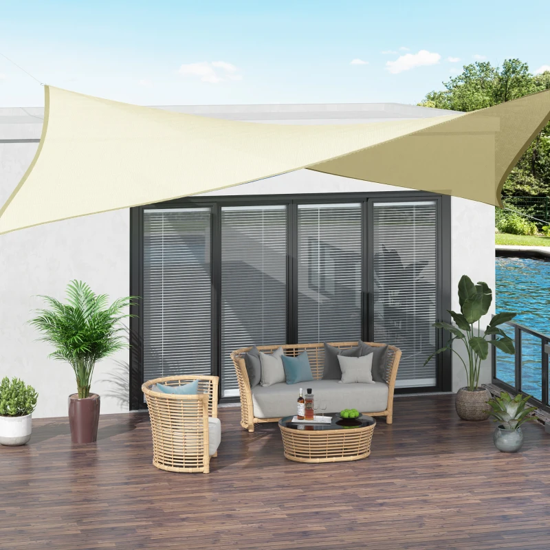 Outsunny Voile d'ombrage rectangulaire 3 x 4 m polyéthylène Haute densité Protection UV Avec sac de rangement - Coloris crème