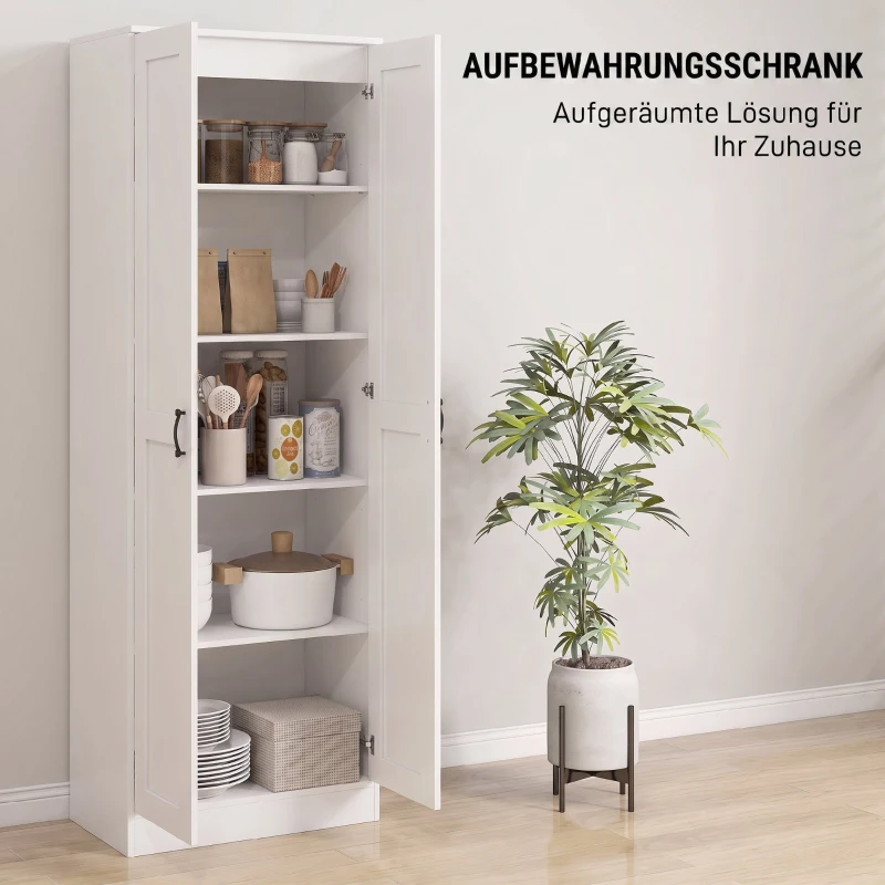 HOMCOM Voorraadkast 175 cm met opbergruimte, keukenkast met soft-close deuren en verstelbare planken, wit