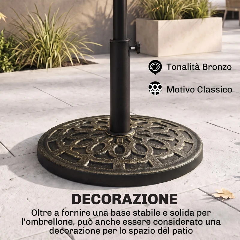 Outsunny Base Ombrellone Rotonda da Giardino in Resina Ø44 × 33cm