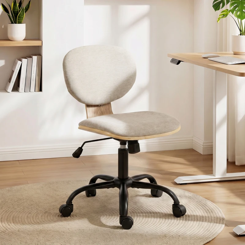 HOMCOM Home Office Desk Chair Rocking Function Ergonomic Swivel Chair with PU Wheels, Light Grey