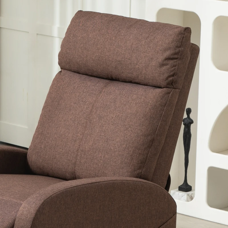 HOMCOM Poltrona Relax Reclinabile con Poggiapiedi in Tessuto Effetto Lino, 69x85x100 cm, Marrone