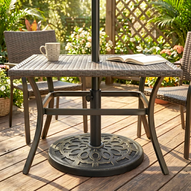 Outsunny Base Ombrellone Rotonda da Giardino in Resina Ø44 × 33cm