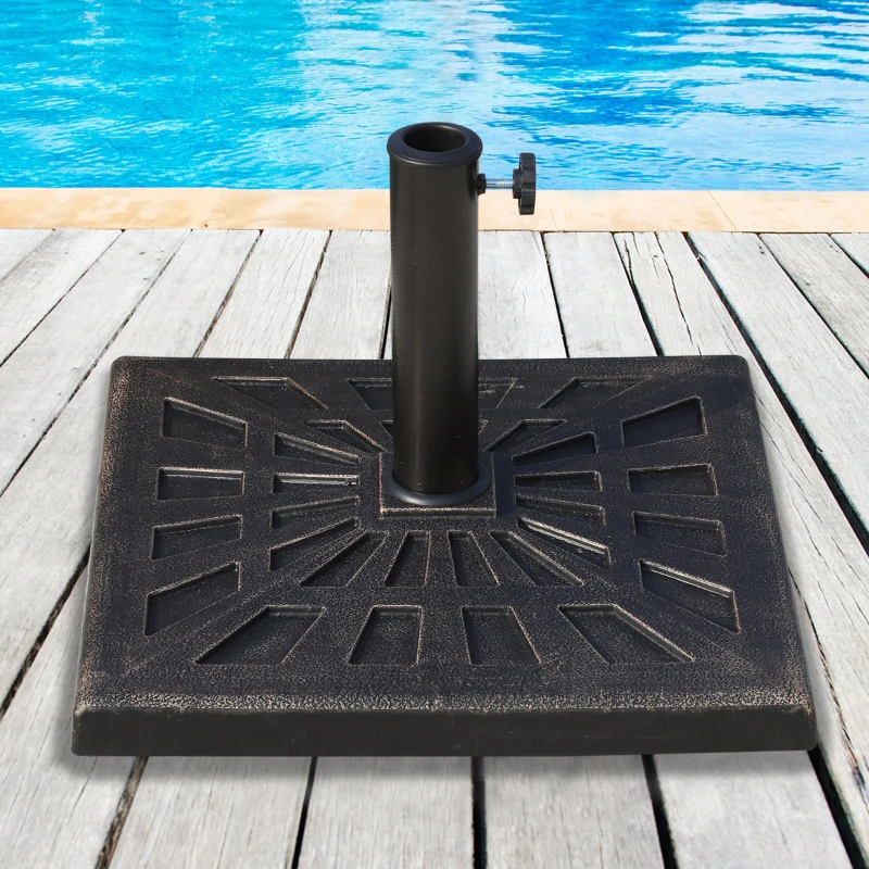 Outsunny Base per Ombrellone Quadrata in Resina per Pali da Ø3.8/4.8cm, 47x47x32cm