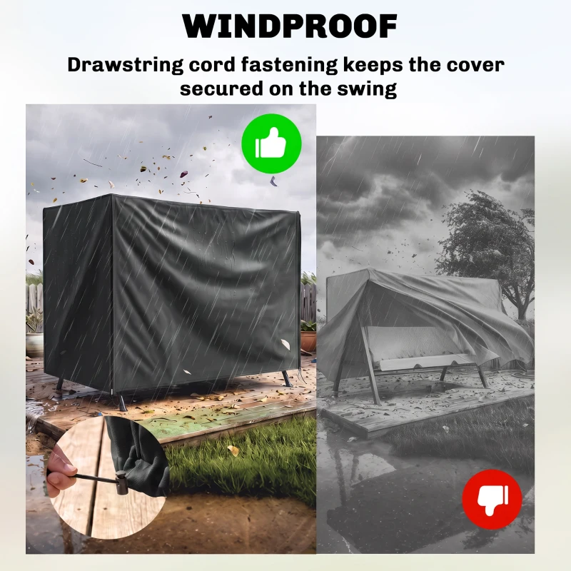 Outsunny 220 x 125cm Three-Seater Swing Chair Protective Cover - Black