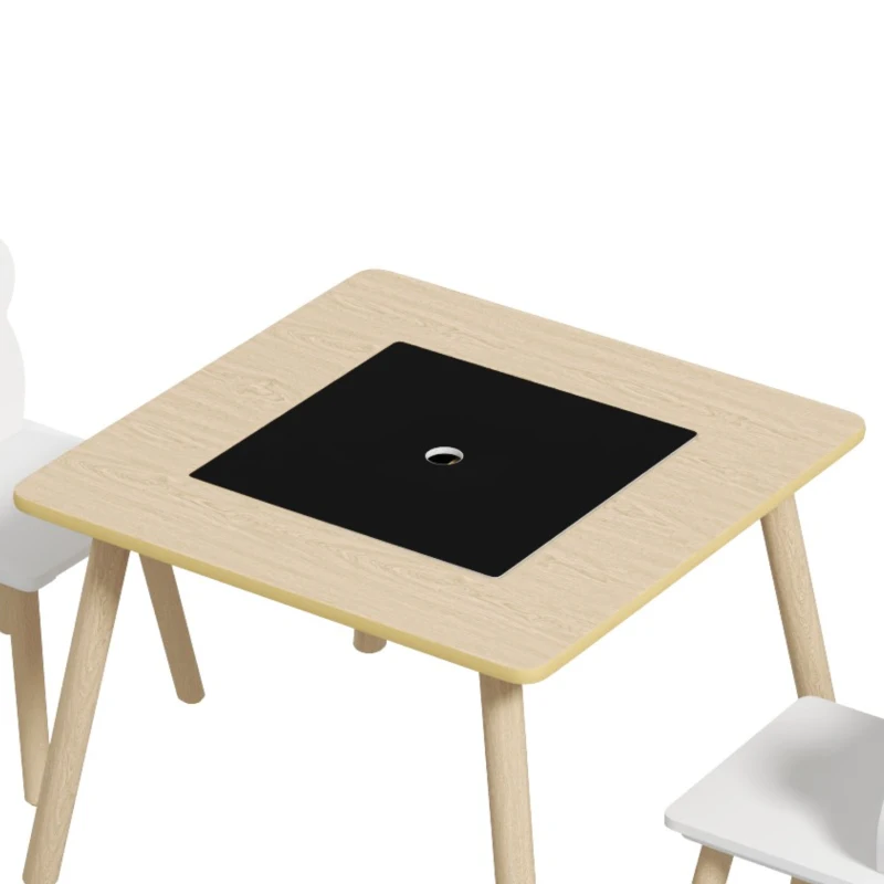 AIYAPLAY 3-Piece Kids Table and Chairs Set with Convertible Desk and Storage Grid, Kids Activity Table for Nursery, Playroom