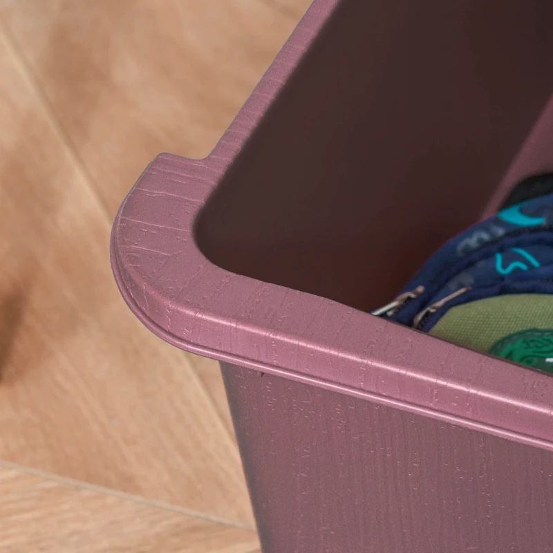 HOMCOM Organisateur de jouets pour enfants avec tiroirs à 3 niveaux, boîtes de rangement en plastique, 37 x 37 x 56,5 cm, rose