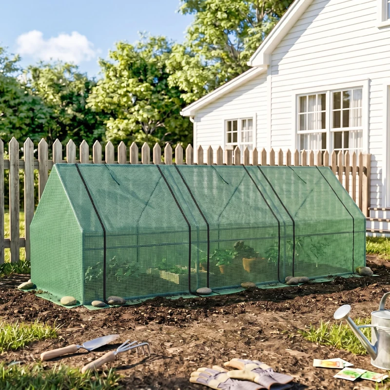 Outsunny Kas tomatenkas plantenkas met raam koude kas kweekkas groen