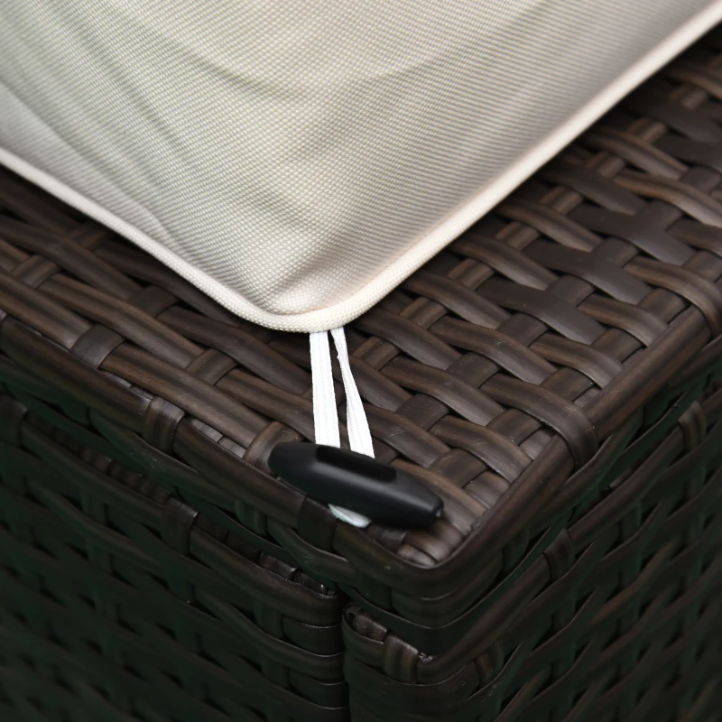 Outsunny Set Mobili da Giardino in Rattan PE 4 Poltrone 1 Pouf 1 Tavolino in Vetro Temperato 2 Cuscini