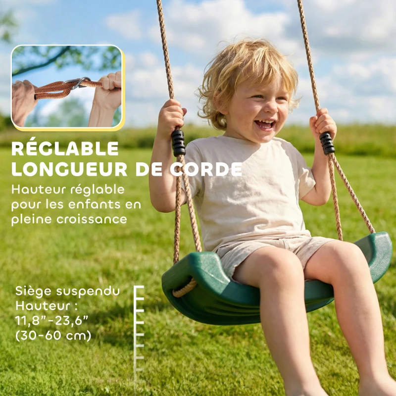AIYAPLAY Aire de Jeux portique en Bois avec 2 balançoires et Toboggan, Mur d'Escalade et Terrasse Couverte, pour 3 à 8 Ans