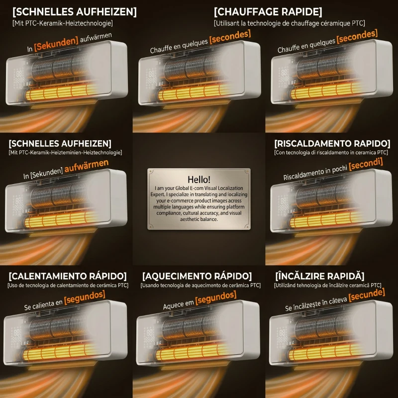 HOMCOM Aerotermă Electrică din Ceramică 2000W de Perete cu 3 Moduri, Temperatura Reglabilă, Timer, Telecomandă, Blocare pentru Copii, Alb