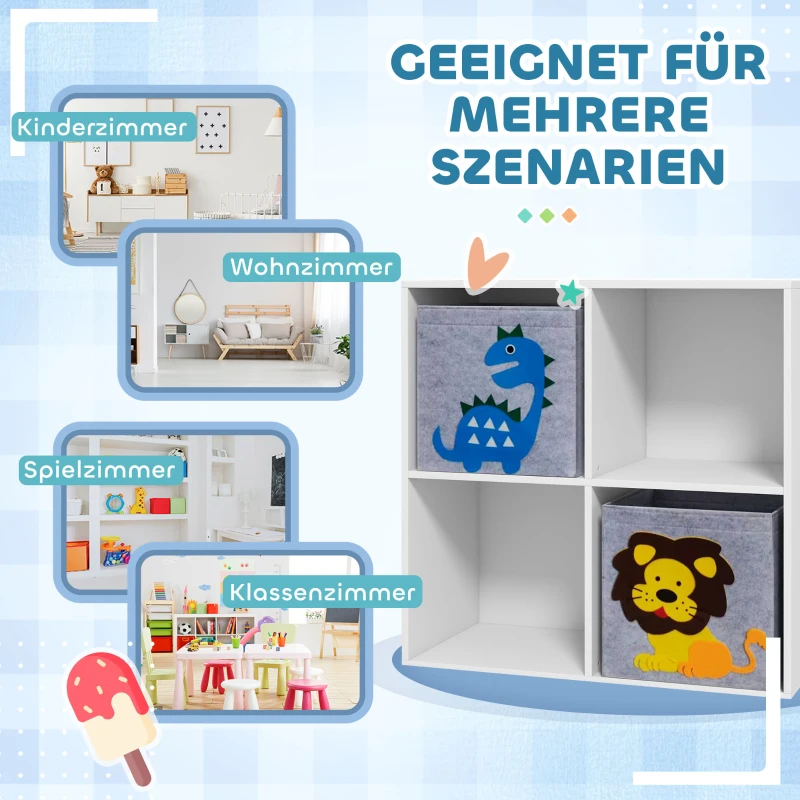 ZONEKIZ Opbergrek voor Kinderen, Kubussen, Laden, MDF, Kantelbeveiliging, Wit