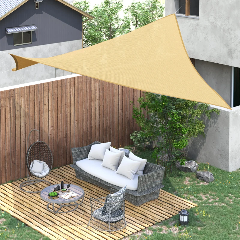 Outsunny Toldo Vela Cuadrado 3x3 m Vela de Sombra para Jardín Patio Terraza HDPE Anti UV y Transpirable Color Arena