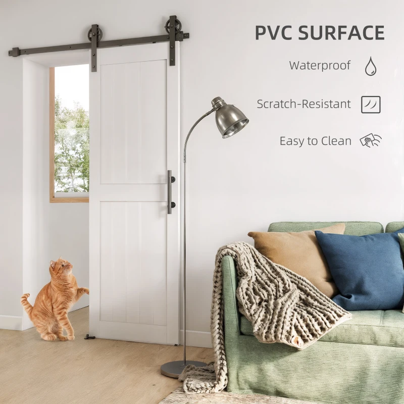 HOMCOM 152.4cm Sliding Barn Door Kit, Sliding Door with Track, Hardware, Upgraded Rollers and Floor Guide, Handle, White