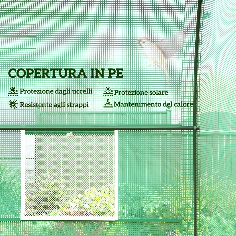 Outsunny Serra da Giardino Telaio in Acciaio e 4 Finestre in PE 2.5x2x2m, Verde