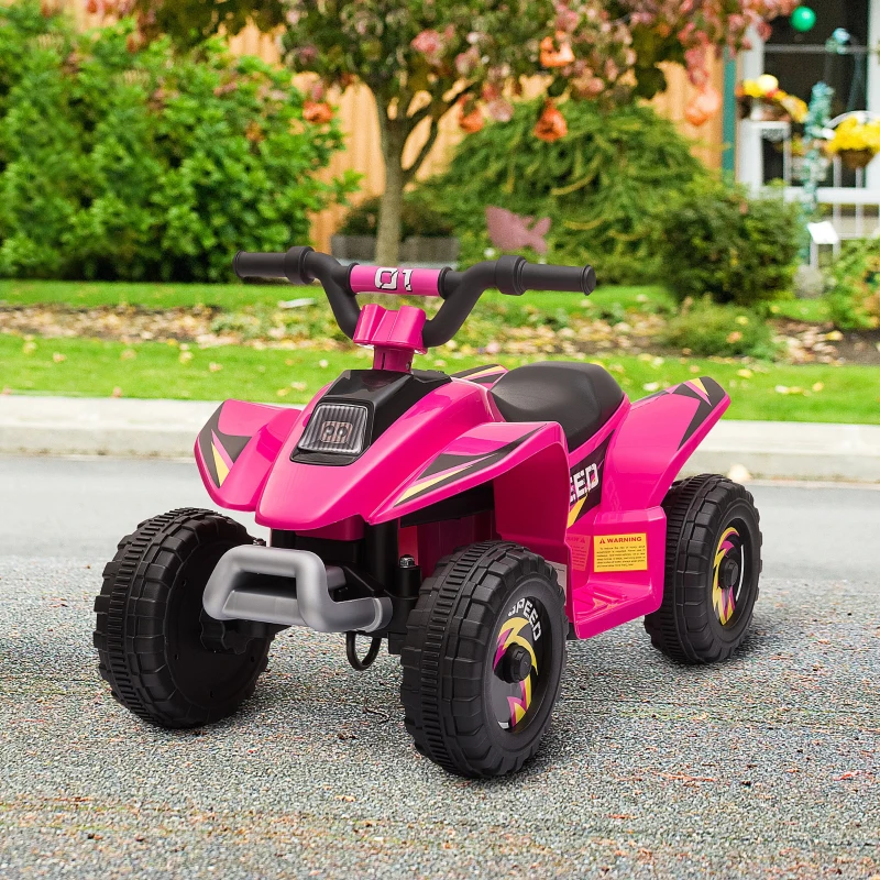 HOMCOM Quad per Bambini Elettrico con Batteria Ricaricabile 6V, e Velocità 2.8-4.6km/h, 72x40x45.5 cm, Rosa