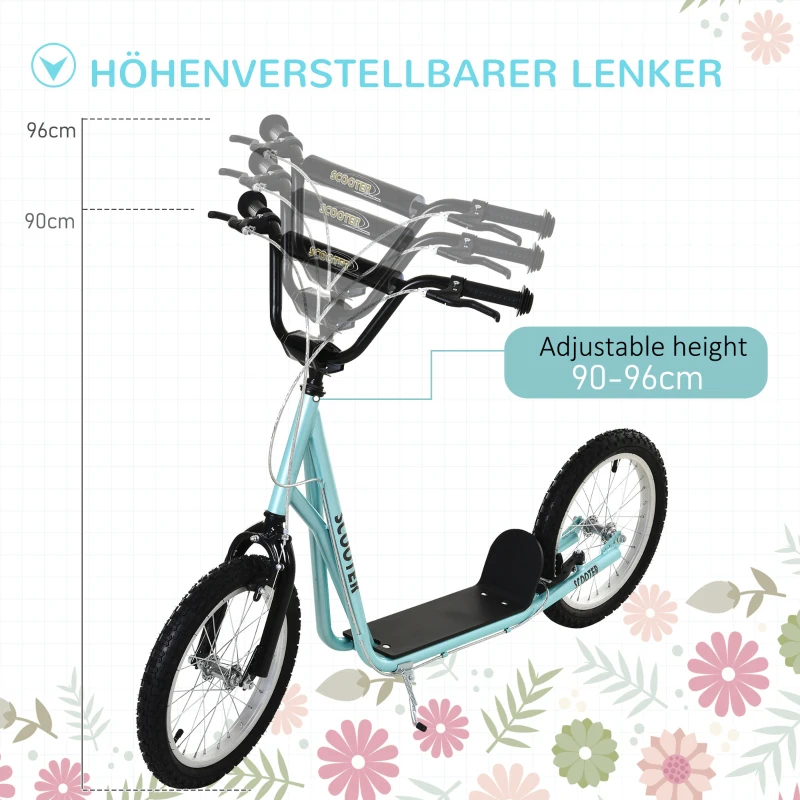 HOMCOM step kinderscooter scooter stadsscooter luchtbanden verstelbaar blauw(m-4)