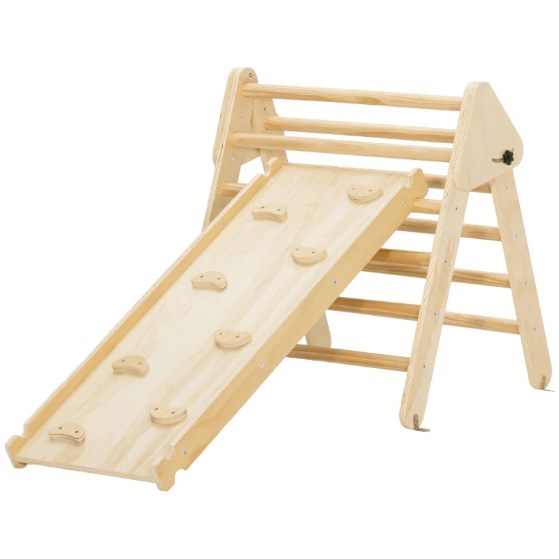 AIYAPLAY Triângulo de Escalada de Madeira 2 em 1 Escalada para Crianças de 18-48 Meses com Rampa para Deslizar ou Escalar 147x64,5x63 cm  Madeira
