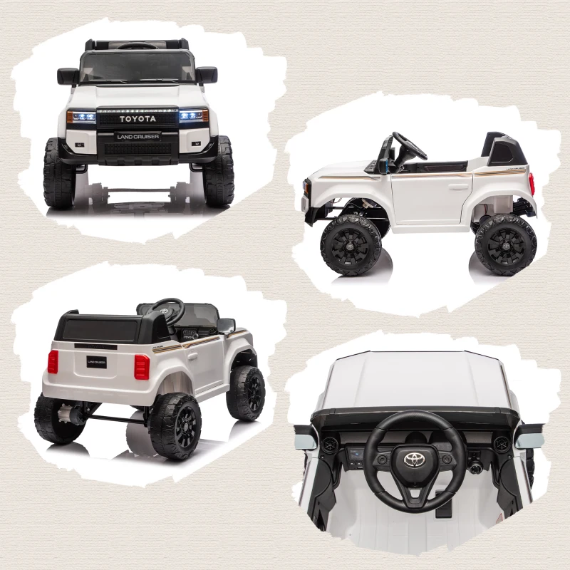 AIYAPLAY Auto Elettrica per Bambini TOYOTA Land Cruiser 12V con Telecomando, Età 3-6 Anni, Bianco