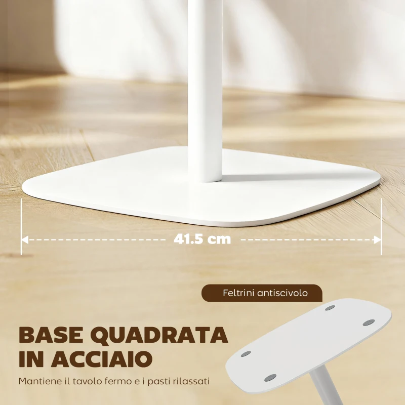 HOMCOM Tavolo da Pranzo Piccolo Quadrato 60 cm, Tavolo Cucina con Piano Effetto Legno, Base in Acciaio e Piedini Antiscivolo, Legno Naturale