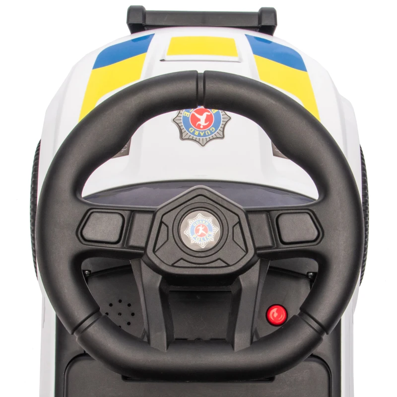 AIYAPLAY Kinderloopauto Politie met Muziek, Verlichting, Anti-kipbescherming en Opbergruimte, 18-36 Maanden, Wit