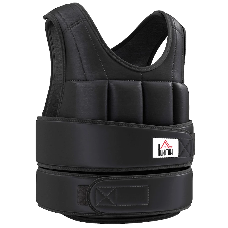 HOMCOM Gewichtsvest 10 kg, verstelbaar trainingsvest met uitneembare gewichten, zwart
