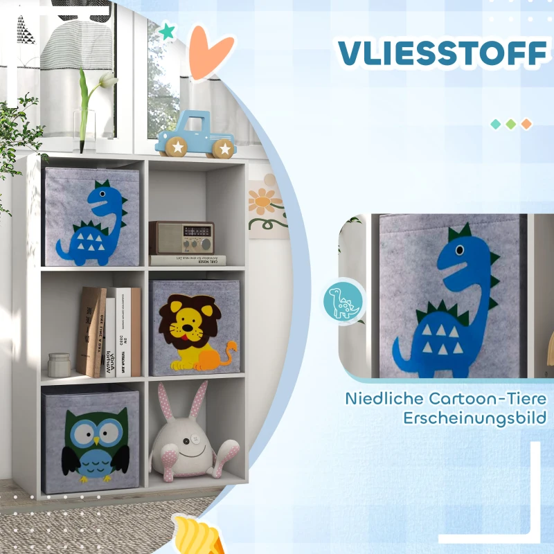 ZONEKIZ Opbergrek voor Kinderen, Blokken, Lades, MDF, Kantelbeveiliging, Grijs