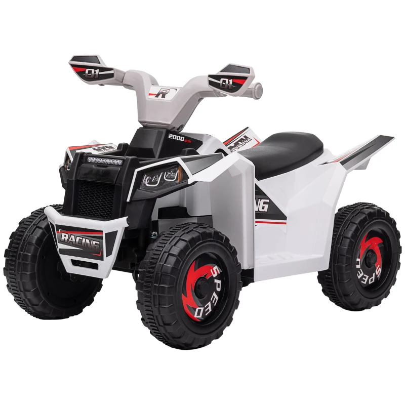 HOMCOM Quad Eléctrico para Niños 6V Quad para Niños de 18-36 Meses con Avance y Retroceso Velocidad de 2,5 km/h Blanco