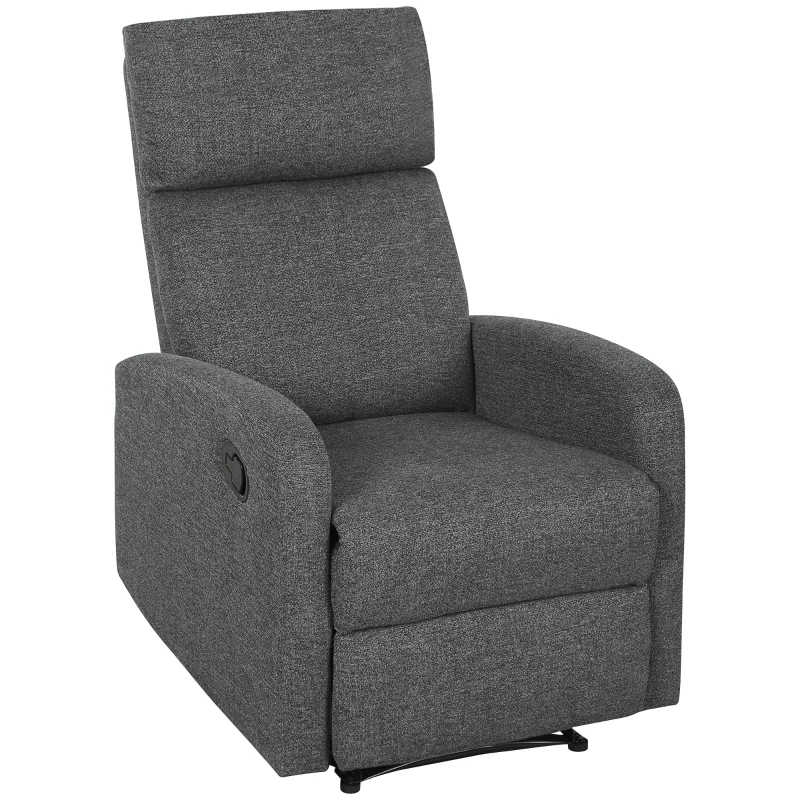 HOMCOM Relaxfauteuil, verstelbare ligstoel met aanpasbare beensteun, moderne woonkamerfauteuil met stoffen bekleding, grijs(m-11)