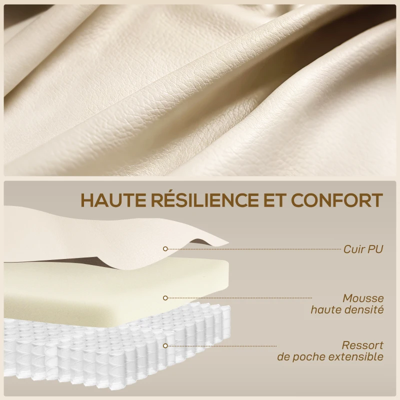 HOMCOM Fauteuil inclinable de massage et chauffage, fauteuil de relaxation, dossier réglable, pivotant 360°, 82x99x103cm, crème