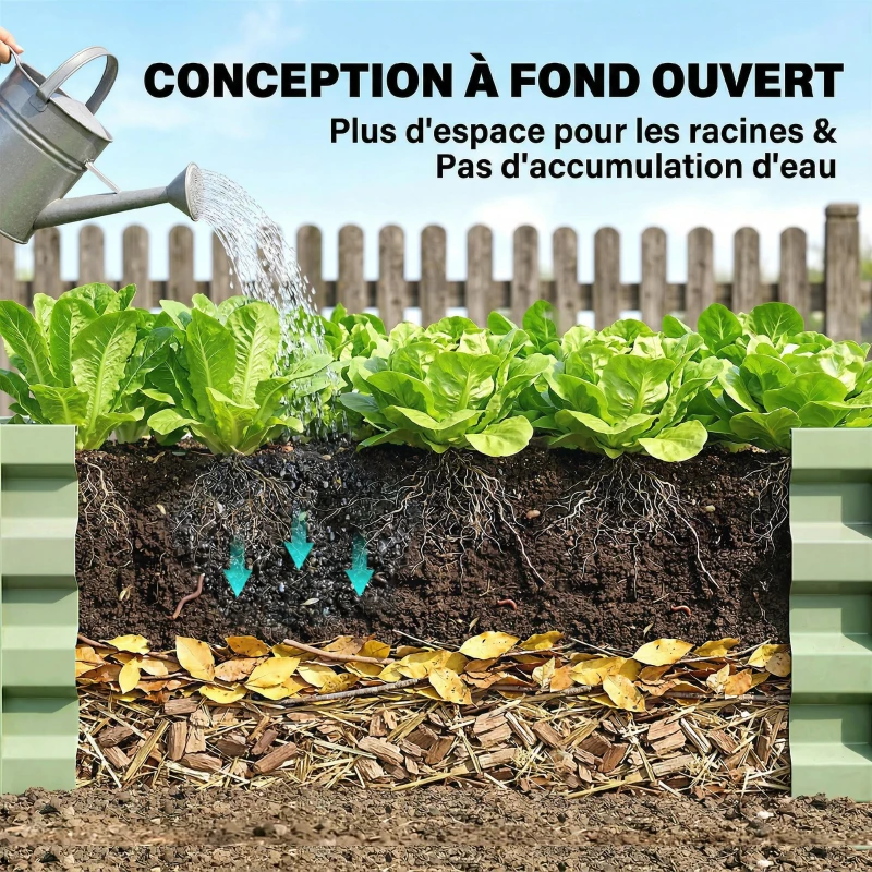 Outsunny Carré Potager de Jardin Rectangulaire, Tôle d'Acier Ondulée, 120 x 60 x 30,5 cm, Vert