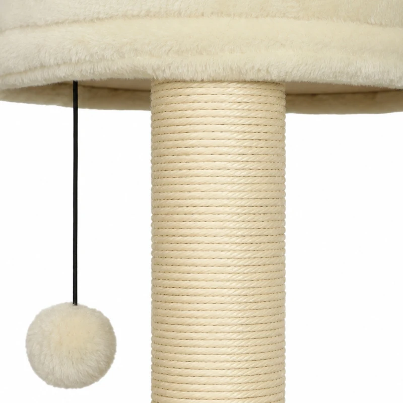 PawHut Krabpaal met 2-laags kattenhol, sisal krabpalen, platform, sisalbord en speelbal, voor katten tot 5 kg