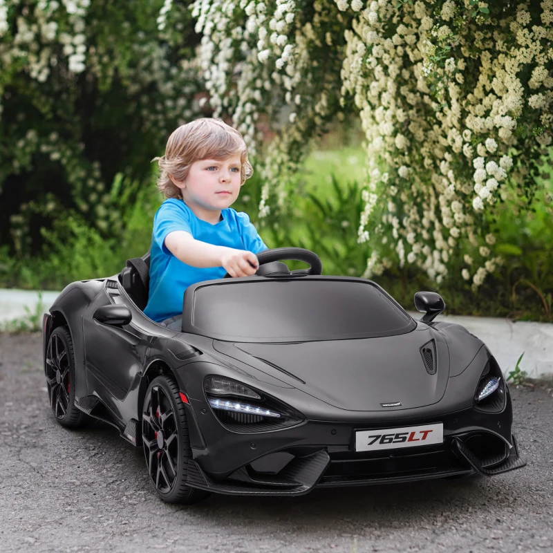 AIYAPLAY Kinder-Elektroauto mit Flügeltüren, fernsteuerbar, mit sanftem Antrieb und LED-Lichtern, Schwarz