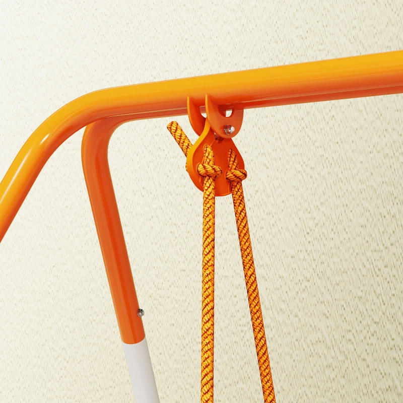 Outsunny Baloiço Infantil de Aço para Crianças dos 6 aos 36 Meses com Encosto Alto e Arnês de Segurança 122x146x122 cm Laranja