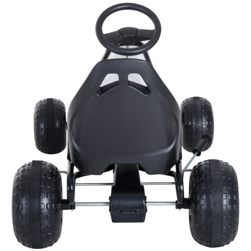 HOMCOM Vélo et véhicule pour enfants kart à pédales siège réglable frein manuel roues AR plastique acier noir blanc