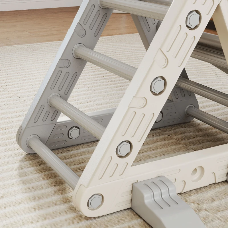 AIYAPLAY Triángulo de Escalada para Niños de 18-48 Meses con Tobogán y Rampa Escalador 130x80x69 cm Gris y Blanco
