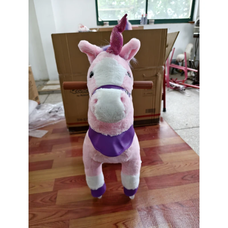 AIYAPLAY Ride on Horse Pedal Ride On Walking Horse Toy Rotatable Head Neighing Sound, Pink