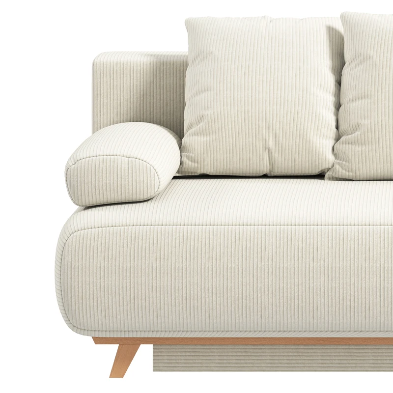 HOMCOM Slaapbank met verstelbare rugleuning, bedfunctie, verborgen opbergruimte en cord bekleding, beige
