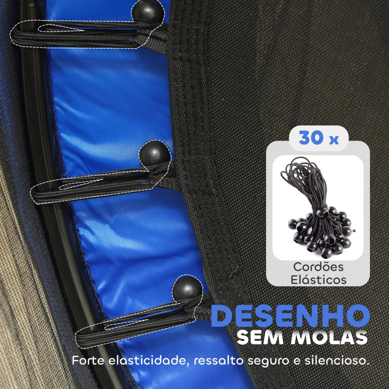 HOMCOM Trampolim para Crianças com Rede de Segurança e Estrutura de Aço para Interiores e Exteriores Carga 50kg Ø140x190 cm Azul