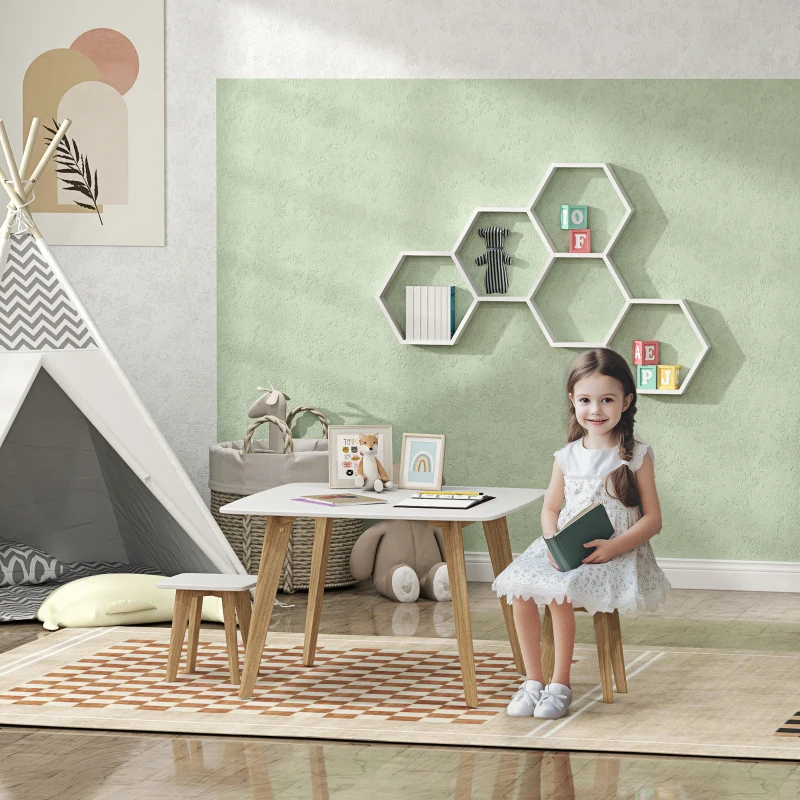 AIYAPLAY Ensemble 1 table et 2 chaises pour enfants, meuble polyvalent pour chambre, salle de jeux, 3-8 ans
