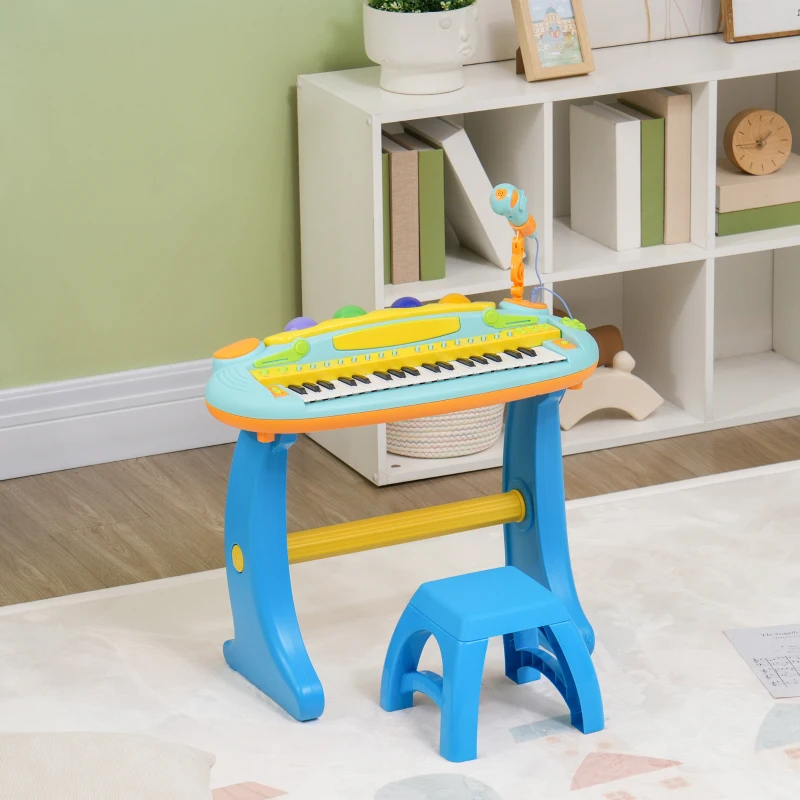 AIYAPLAY Piano enfant électronique 37 touches, avec micro, tabouret, lumière LED, fonction d'enregistrement et de relecture