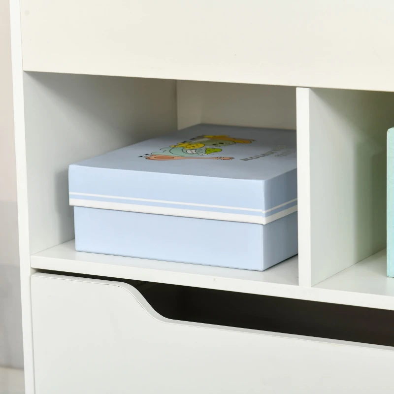 HOMCOM Kinderrek met Lade, Boekenkast met Vakken, 60 x 29,9 x 90 cm, Wit