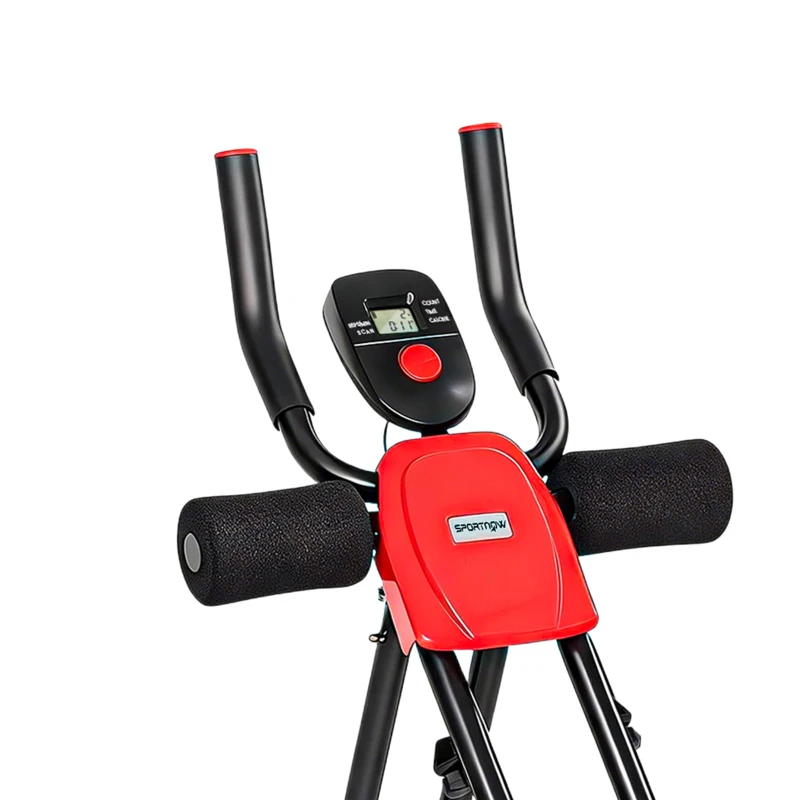SPORTNOW Buiktrainer, inklapbare ab-trainer met lcd-display en dubbele rails, staal, rood, belastbaar tot 120 kg