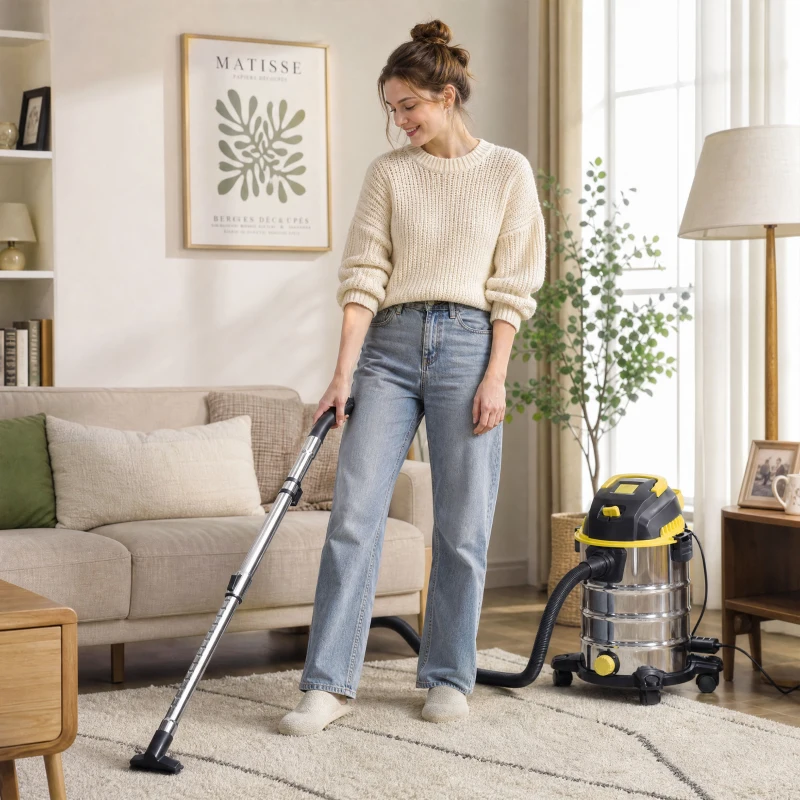 HOMCOM 1400W Vacuum Cleaner, 3-in-1 Wet and Dry Vacuum Cleaner with Blowing Mode and 30L Stainless Steel Tank, Yellow