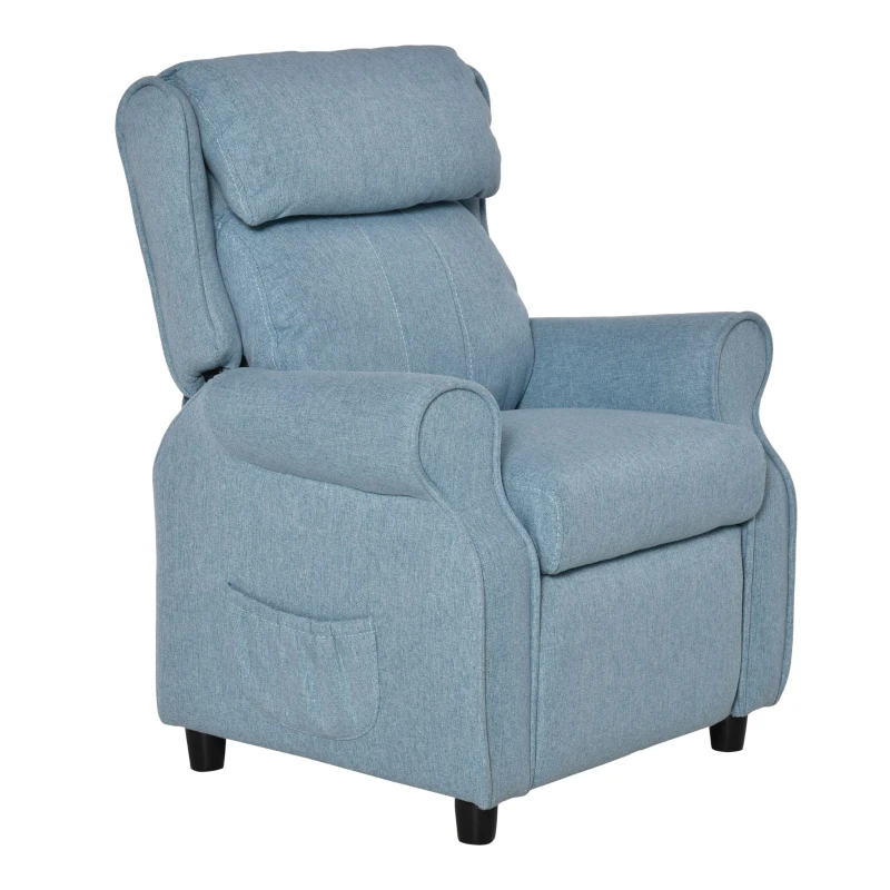 HOMCOM kinderbank kinderzitbank kinderfauteuil stoel ligbank verstelbaar met voetensteun voor 3-8 jaar jongens en meisjes blauw 58 x 53 x 70 cm(m-10)