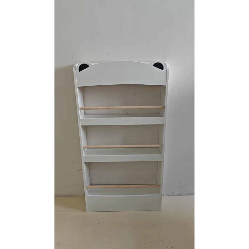 AIYAPLAY Estante Montessoriana Infantil 3-8 Anos em Forma de Urso com 4 Prateleiras em Madeira, 50x15x97 cm, Branco