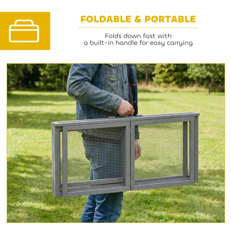 PawHut Rabbit Hutch Outdoor, Foldable Guinea Pig House with Openable Top, for 3 Bunnies, Ducks, Chickens, 110 x 105 x 50 cm