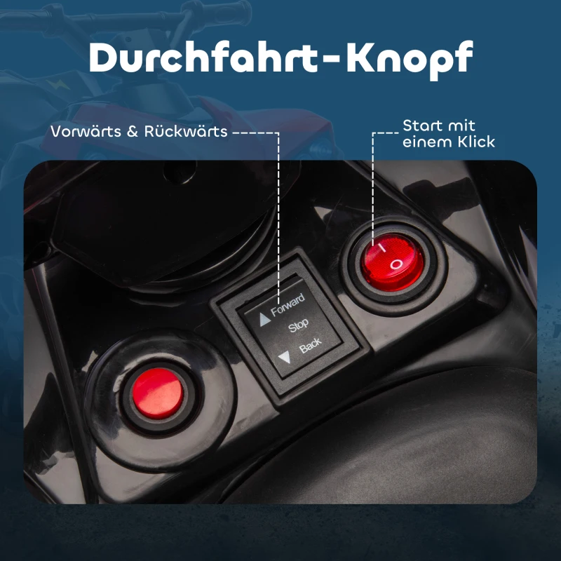 AIYAPLAY Kinder Quad Elektro 6V Kinderquad met voor- en achteruitfunctie, muziek, LED-koplampen Rood(m-7)
