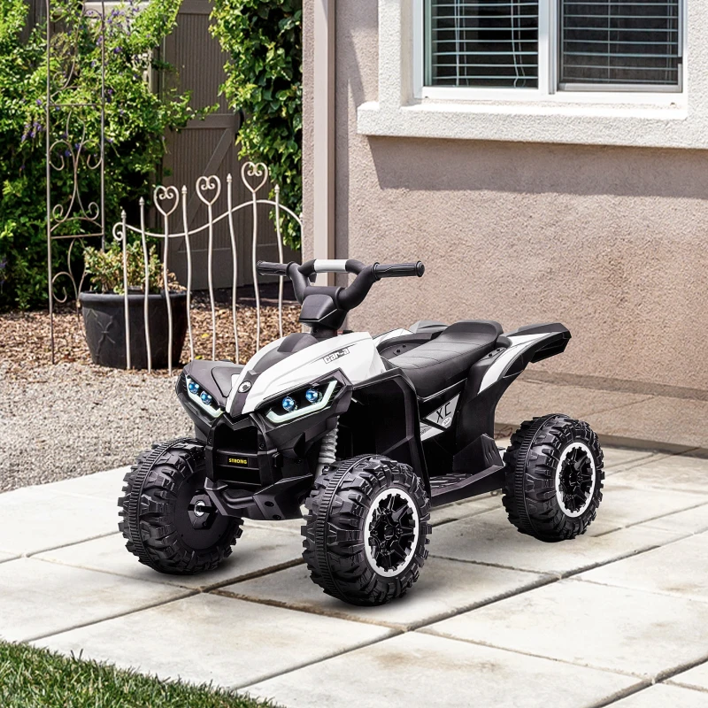 HOMCOM Quad Eléctrico para Niños de 3-5 Años Vehículo Eléctrico a Batería 12V con 2 Motores 83x53x55,5 cm Negro y Blanco