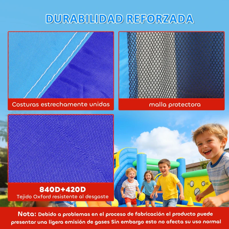 AIYAPLAY Castillo Hinchable Acuático 8 en 1 con Soplador 550W Tobogán Trampolín Escalada Piscinas Canasta Lanzamiento de Aros