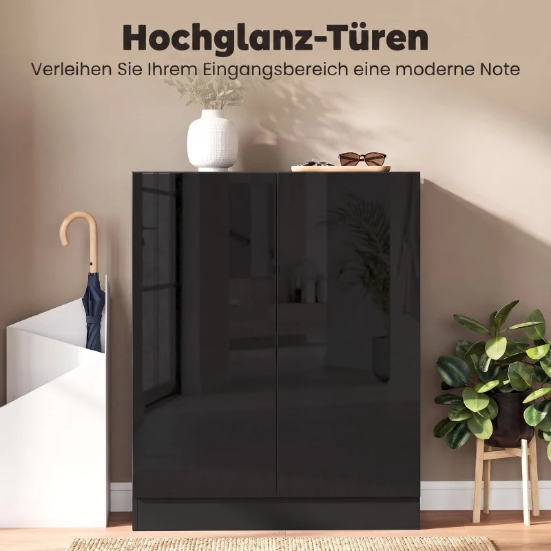 HOMCOM 5-laagse schoenenkast voor 20 paar schoenen, met verstelbare planken, voor entree en hal, zwart